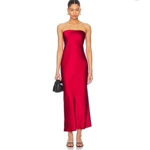 NWT More to Come red satin finish dress size medium